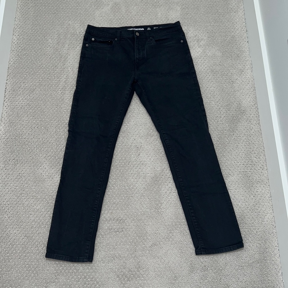 Amazon essentials Mens Black Slim Fit Jeans, size 32x32